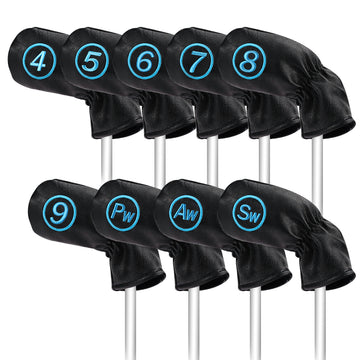 Black PU Blue Stitch Iron Cover 9pcs£¨4-9£¬P,A,S£© Head Cover